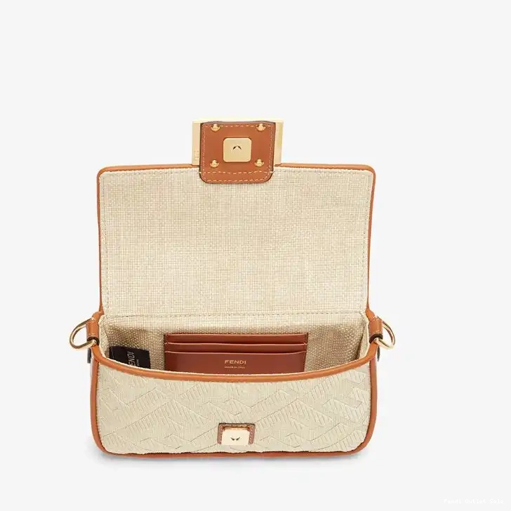 Cheap Motif In Fendi Beige Bag Straw Mini Baguette FF 0508